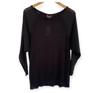 Vince Black Cashmere Sweater Sheer Silk Sleeves XS NWT